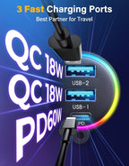 96W FM Transmitter Bluetooth 6.0 Car Adapter Aux with 3 Charging Ports【PD 60W & 2 * 18W】【Air Vent Installation for Safe】 Deep HiFi Bass Player Wireless Radio Fun Car Accessories Gift Set