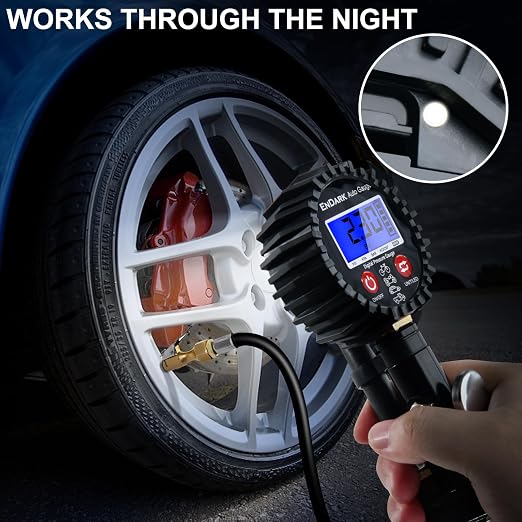 Digital Tire Pressure Gauge with Inflator: 250 PSI Air Compressor Attachment Inflation Gun with Heavy Duty 360° Air Chuck & Extended Hose and Quick Connect Coupler