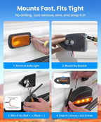RV Backup Camera Wireless System: Left/Right Side Cameras | Adjustable Angle IR Night Vision, IP69K Waterproof, Works Only with WF1, for Class A/B/C Motorhome, 5th Wheel, Travel Trailer