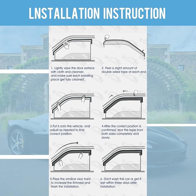 Durable Window Deflector for 1996-2002 Toyota 4 Runner, Original Tape-on Window Visors,rain Guards for Cars, 4 PCS WV94751