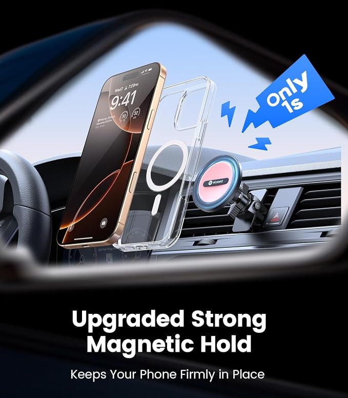 for MagSafe Car Mount Vent Pink– [Super Magnet Power & Vent-Safe Clip] 360° Adjustable Study Magnetic Phone Holder Hands Free for iPhone 17 16 15 14 13 12 Pro Max