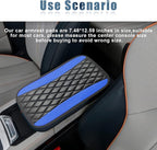 Car Center Console Cover, Universal Leather Waterproof Armrest Seat Box Cover Protector, Comfortable Car Decor Accessories Fit for Most Cars, Vehicles, SUVs -Blue