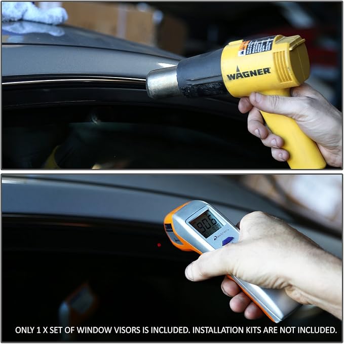 4Pcs Tape-On Window Vent Visor Deflector Rain Guard Compatible with 2001-2006 Santa Fe, Acrylic