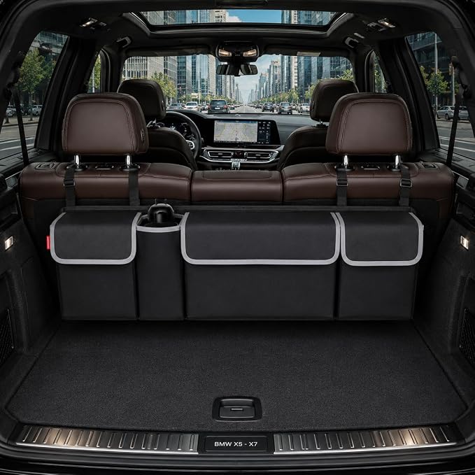 Car Trunk Organizer, Hanging Seat Back Storage Organizer with Large Pockets, Space-saving Backseat Car Organizer