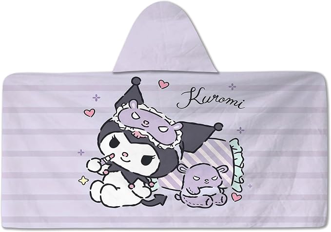 Kurom Printed Soft Cotton Terry Hooded Towel Wrap, Bath Pool Beach Wearable Towel for All Ages, 28 in x 55 in