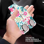 Car Seat Headrest Hook, Universal Leather Cute Hanger Holder Hook, Storage Organizer Interior Accessories for Purse Bags Handbag Cute Colorful Boho Flowers