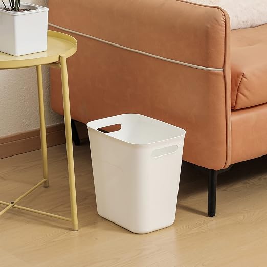 Plastic Small Bathroom Trash Can Wastebasket, 3.5 Gallon, White, 2 Pack | Compact Sturdy Garbage Can for Bathroom, Laundry Room, Kitchen, Office, Kids Room, Dorm, Durable, Easy to Clean