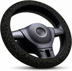 15 Inch Neoprene Steering Wheel Cover Non-Slip (Black Leopard Print)