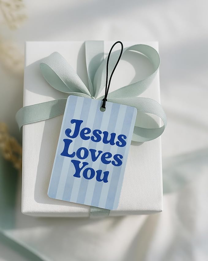 Blue and Orange Christian Car Air Freshener 4 Pcs for Women Men | Boho Religious Car Accessories Mirror Decor, Christian Hanging Air Freshener for Cars Closet Drawer Books