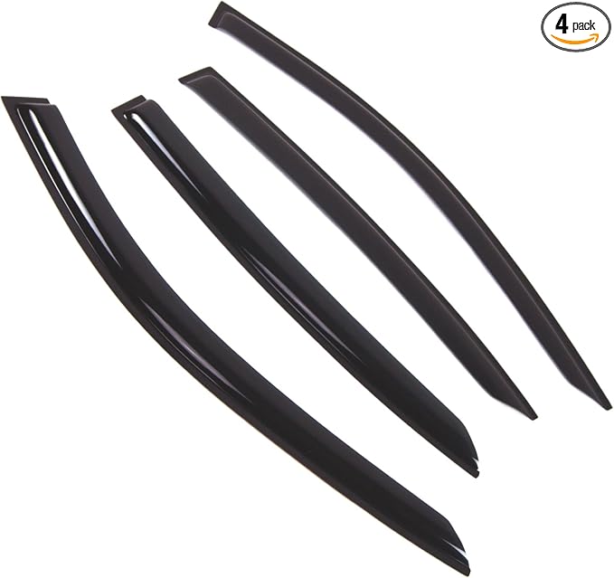 Outside Mount Window Vent Visors Rain Guards Compatible with Infiniti Q50 2014-2016 | Side Window Wind Deflectors Rain Shields | Black Tinted, 4 Pcs Set, BGWV-808