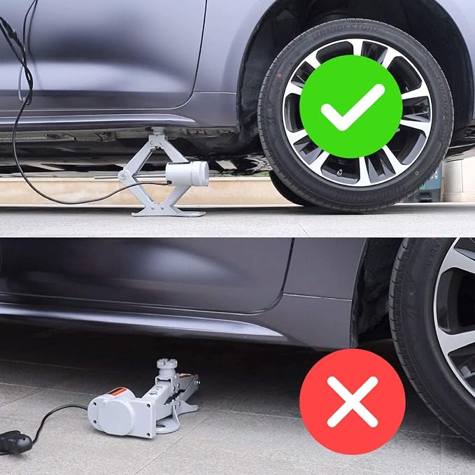 Electric Car Jack Kit 12V Trailer Floor Jack Stands Set 3 Ton Vehicle Scissor Car Lift for Tire Change and Road Emergency with Impact Wrench