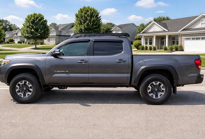 2005-2023 Tape-On Rain Guards for Toyota Tacoma Double Cab Side Window Visor Deflectors Extra Thick Vent Shades 2022 2021 2020 2019 2018 2017 2016 2015