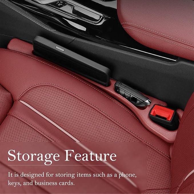 Car Seat Gap Filler 2-Pack, Universal Car Seat Gap Filler Organizer, Seat Gap Plug – Fills Gap Between Seat & Console (Red)