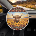 Aztec Steering Wheel Cover Sun Shade 17 inch Cute Highland Cow Sunflower Car Steering Wheel Accessories for Women Universal Steering Wheel Protection Heat Reflector for Most Cars SUV Trucks