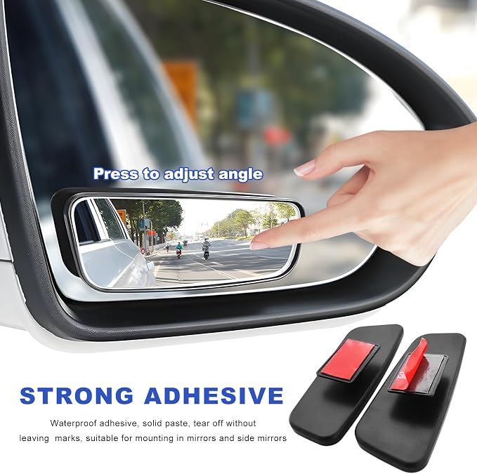 2 PCS Blind Spot Mirror, Adjustable Wide Angle Convex Side Rearview Mirrors, Long Framed Rectangular HD Glass Rear View Mirror for Sedans SUVs Trucks, Car Accessories (Framed Rectangle)