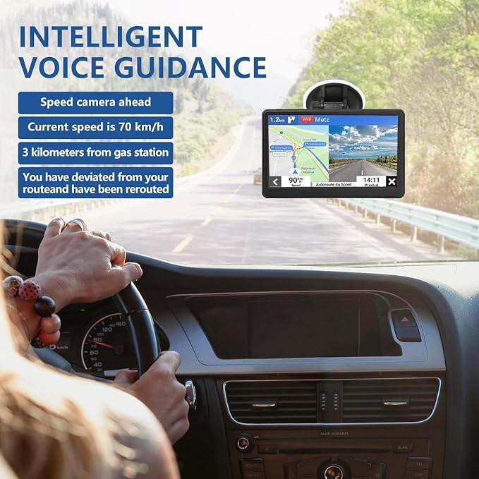 GPS Navigation for Car Truck Drivers 7 inch Navigation Systems for Car with Voice Guidance and Speed Camera Warning 2D&3D map Americas Maps Free Lifetime Map