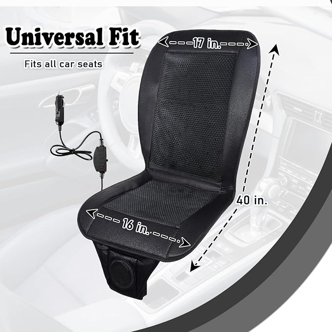 Cooling Car Seat Cushion - Black Automotive Adjustable Temperature Comfortable Cooling Car Seat Cover (1 Pack)