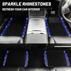 12 Pcs Bling Car Accessories Set for Women Car Floor Mats Full Set Steering Wheel Cover Seat Belt Covers Coasters Universal Fit Car SUV Truck Van Blue