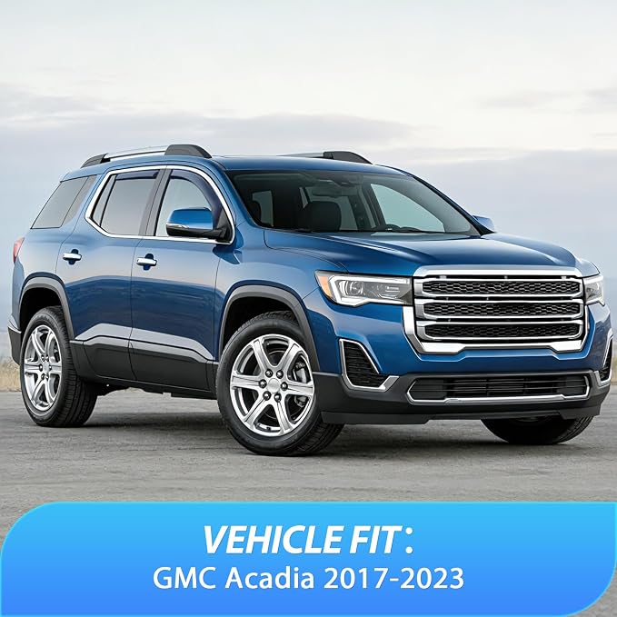 in-Channel Window Deflector for GMC Acadia 2017 2018 2019 2020 2021 2022 2023, Light Smoky Blue Window Visor Guards Vent Shades for Rain & Sun Protection, 4PCS