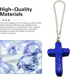 Bling Cross Car Hanging Accessories, Crystal Rhinestone Rear View Mirror Pendant, Religious Rearview Mirrors Decoration Charm, Car Hanging Ornament, Automotive Interior Accessories (Dark Blue)