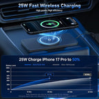 25W Magnetic Wireless Car Charger Pad, for MagSafe Car Charger with 45W USB-C Car Charger, Anti-Slip Wireless Charging Pad for Car Compatible with iPhone 17 16 15 14 13 12 (30CM Cable)