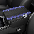 Bling Car Center Console Cover, Leather Car Arm Rest Cover Cushion with 2 Storage Bags, Universal Automotive Armrest Protector Storage Box, Bling Accessories Interior for Most Vehicles (Blue)