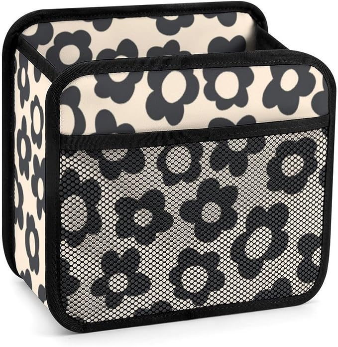 Car Backseat Organizer - Cute Aesthetic Car Storage Bin with Mesh Pocket & Reinforced Base - Universal Fit Hanging Seat Back Accessories for Women (Black)