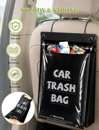Disposable Car Garbage Bags, Hanging Car Trash Bags, 50 Count | Car Trash Bags, Hanging Design, Leakproof & Odor Resistant, Disposable Cleanup Bags, Fits Cars, Trucks & SUVs