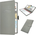 Car Registration & Insurance Holder - Leather Glove Box Organizer, Cool Accessories for ID, Driver's License Cards & Essential Documents, Men & Women, Gray