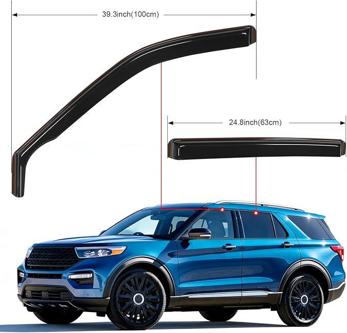 Side Window Deflectors for Ford Explorer 2020 2021 2022 2023 2024 2025 2026 Window Visors Rain Guards, Vent Shade for Fresh Air, Rain & Snow Protection, Wind Noise Reduction-4PCS