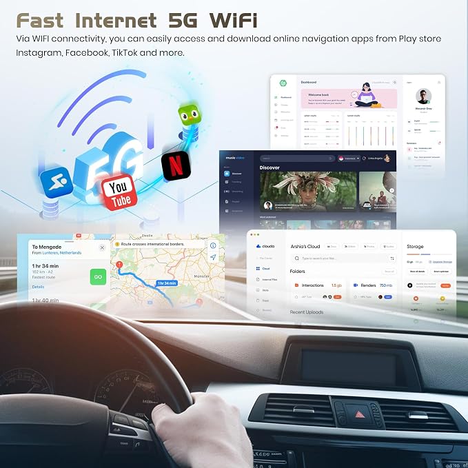 [DSP & EQ] 4+64G Android 15 Car Radio for Honda Pilot 2006 2007 2008, 9 inch IPS1280 * 720 Touch Screen for Pilot Car Stereo Wireless Carplay Android Auto 5G WiFi GPS Bluetooth 5.0 FM RDS SWC