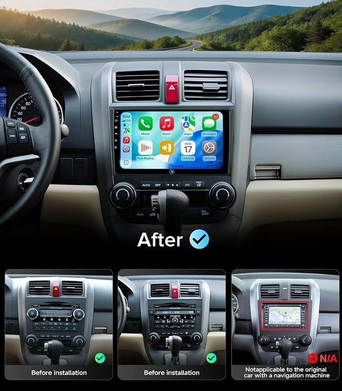 QLED Linux Car Stereo Radio for Honda CRV 2007-2011 Fast Boot Wireless CarPlay & Android Auto, Bluetooth AM/FM SWC Plug and Play