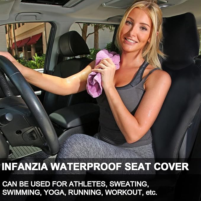 Premium Waterproof Seat Cover Towel Protector Neoprene Universal Fit, Upgraded 100% Washable & Removable Non-Slip Sweat Carseat Towel Covers, Perfect for Gym/Yoga/Workout（Black,1PCS