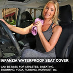 Premium Waterproof Seat Cover Towel Protector Neoprene Universal Fit, Upgraded 100% Washable & Removable Non-Slip Sweat Carseat Towel Covers, Perfect for Gym/Yoga/Workout（Black,1PCS
