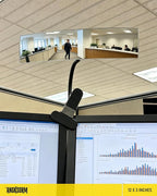 Clip On Cubicle Mirror to See Behind You at Computer Desk | 6.7 x 3 in acrylic convex rear view mirror for monitor, laptops, PC screens, office, reception and open office workspaces