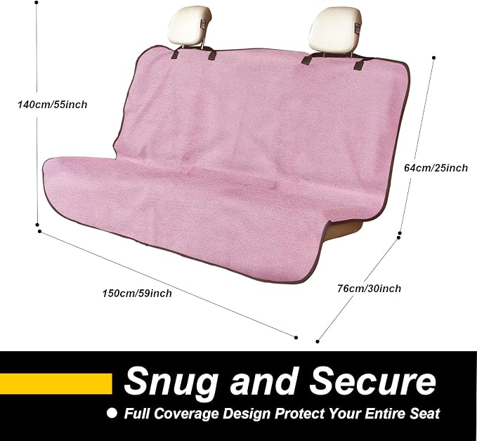Back Seat Cover for Car Trucks Van SUV Jeep,Waterproof Rear Bench Towel Seat Covers for Dogs and Kids,Automotive Backseat Protector (Pink)