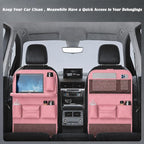 Car Seat Organizers,Multi-functional Back Seat Protectors, Storage Pouches, and Tray Holders (for Cars, Kids, Seat Back and Rear Seats)（Pink 1 Pcs）