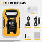 AC/DC Tire Inflator Portable Air Compressor, Dual Power for Home 110V AC and Car 12V DC Air Pump with Pressure Gauge, Auto Shutoff, Tire Pump for Car Motorcycle Bicycle and Other Inflatables