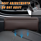 Car Seat Gap Organizer, Premium Leather Auto Seat Storage Box, Vehicle Adjustable Front Seat Gap Filler, Car Seat Side Pocket Organizer for Phones, Glasses, Keys, Money, Cards (Coffee)