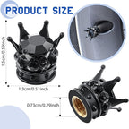 4 Pieces Crown Tire Valve Stem Caps Bling Handmade Crystal Rhinestone Universal Chrome Crown Vehicle Car Tire Caps Covers, Attractive Accessories for Car (Black)
