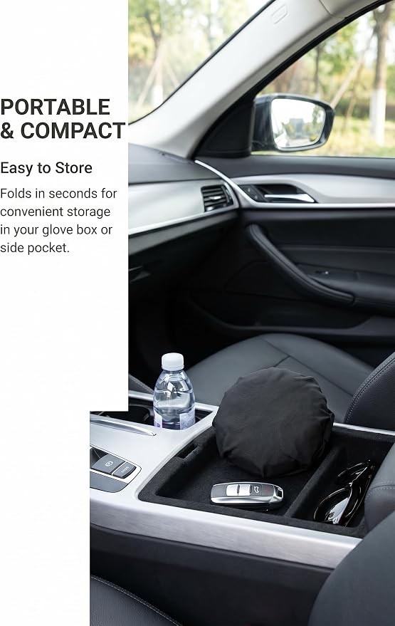 Car Steering Wheel Cover, Waterproof Sunproof Heat-Insulated Steering Wheel Protector, Thickened Soft Full-Coverage Car Interior Accessory, Universal for Most Cars (Black)
