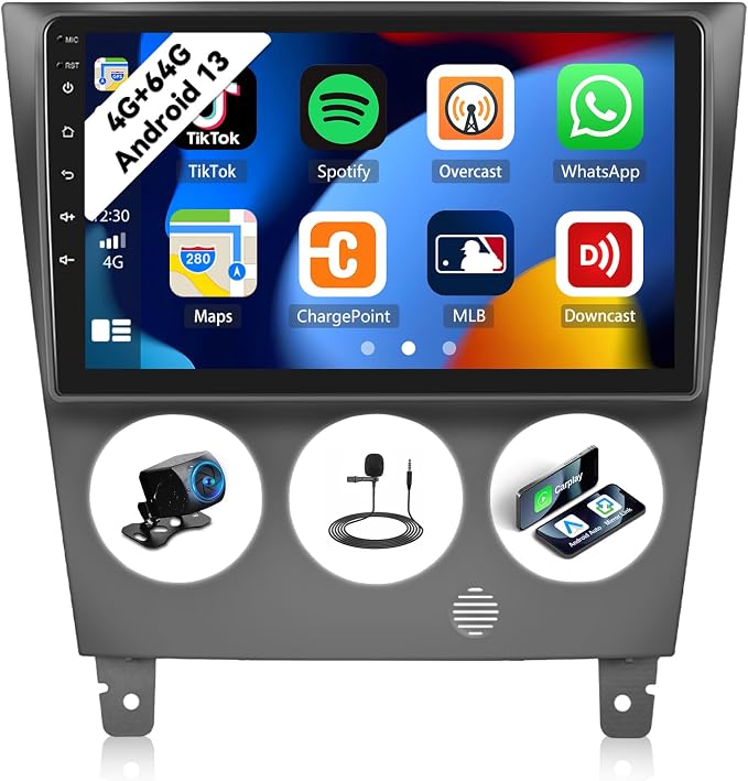 4G+64G for Subaru Impreza 2003-2006 Android 13 Stereo Radio Wireless CarPlay Android Auto GPS Navigation 9" 1280 * 720P Touch Screen Bluetooth-5.0 FM/RDS 32-EQ WiFi Mirror Link SWC+ Camera Mic