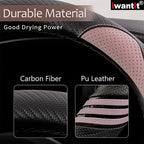 Steering Wheel Covers with Carbon Fiber, Universal Fit 14.5-15 inches for Cars,SUV (Romantic Pink)