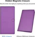 Car Registration and Insurance Card Holder, Vehicle Glove Box Car Organizer Women Car Accessories with Magnetic Shut for Cards, Essential Document, Driver License, Purple