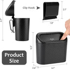 Car Trash Can with Lid, 2 Pack Mini Vehicle Trash Bin, Small Car Dustbin Garbage Organizer Holder with 2 Roll Trash Bag, Portable Hanging Leakproof Auto Storage Bag Container