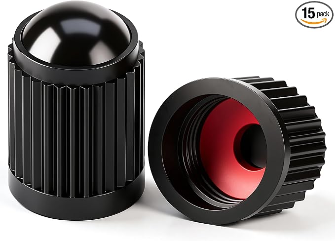 15PCS Plastic Tire Valve Stem Caps, Corrosion Resistant, with O Rubber Ring, Airtight Seal Heavy Duty Dustproof Tire Valve Stem Covers for Cars, SUV, Trucks, Bikes, Motorcycles, Bicycles(Black)