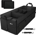 Extra Large Trunk Organizer 98L Collapsible Car Storage Trunk Organizer with Removable Dividers & Adjustable Securing Straps for Car SUV Van