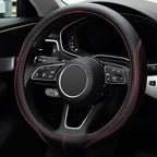 Microfiber Leather Auto Car Steering Wheel Cover, Universal Fit 15 Inch Anti-Slip Wheel Protector, Black
