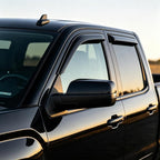 Window Visors Rain Guards for 2014-2018 Chevrolet(Chevy) Silverado & GMC Sierra 1500/2500HD/3500HD Extended Cab, Tape On Outside Mount Wind Deflectors Vent Shades Dark Smoke, 4PCS Set