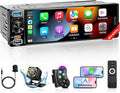 Single Din Car Stereo with Wireless Apple Carplay & Android Auto, 6.5" Full Laminated HD Touchscreen Car Radio with Bluetooth 1080P Backup Cam Navigation Mirror Link AM/FM USB & Type-C Charging EQ SWC